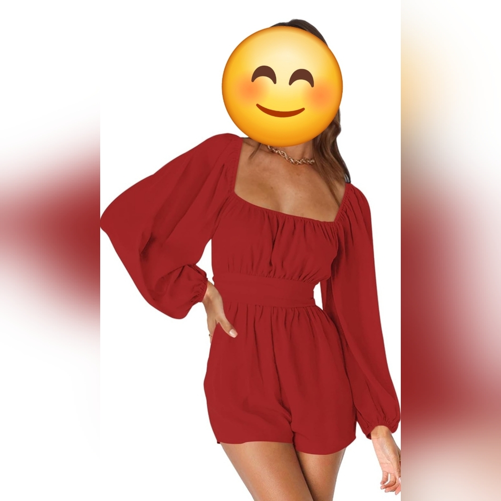 Elegant Red Women's Rhomper